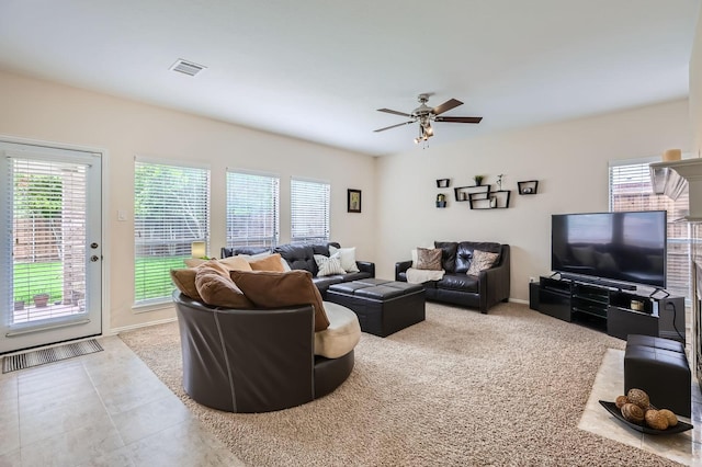 631 Ridgemont Dr, Allen, TX 75002 - living room with ceiling fan and baseboards