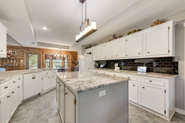 14213 Clark Dr, Streetman, TX 75859 - kitchen featuring white appliances, tasteful backsplash, white cabinetry, and recessed lighting