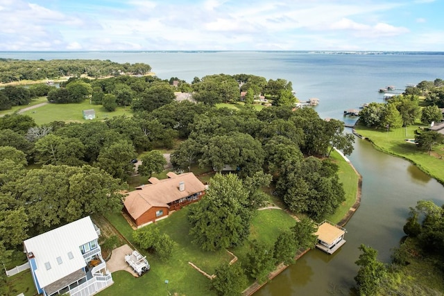 14213 Clark Dr, Streetman, TX 75859 - aerial view of property and surrounding area with a large body of water and a tree filled landscape