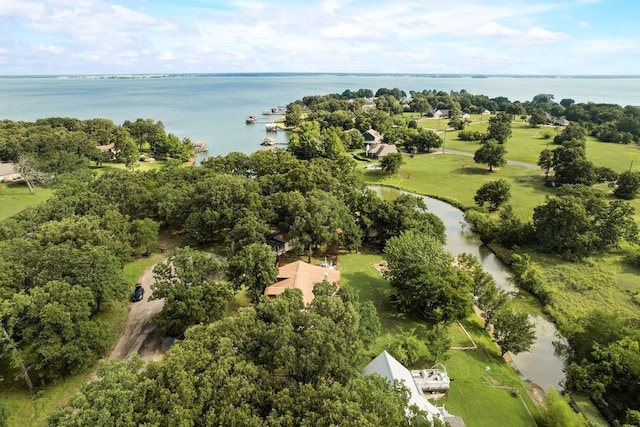 14213 Clark Dr, Streetman, TX 75859 - aerial overview of property's location with a nearby body of water and a tree filled landscape