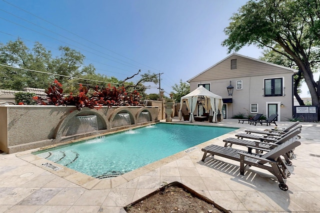 7736 Meadow Rd Unit 203, Dallas, TX 75230 - view of pool featuring a gazebo, a patio, and a fenced backyard