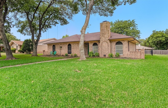 809 Monique, Cedar Hill, TX 75104 - ranch-style home with a chimney, brick siding, and a shingled roof