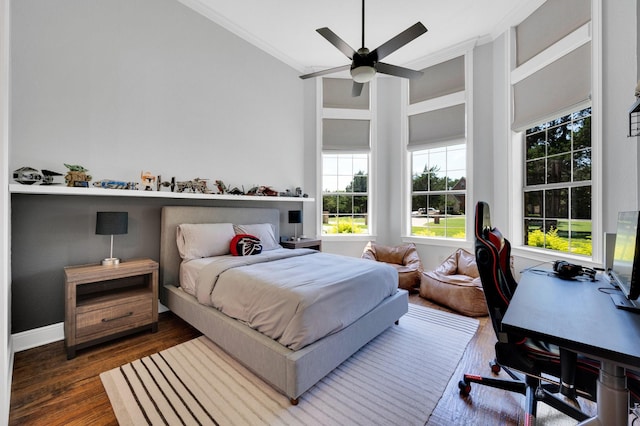 4340 Powers Branch Dr, Midlothian, TX 76065 - bedroom featuring ornamental molding, a desk, and wood finished floors