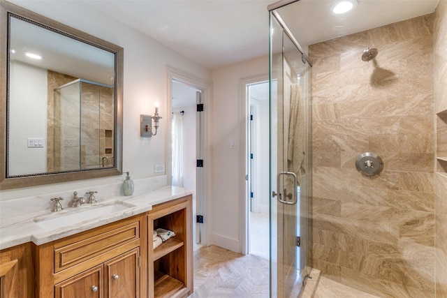 4424 Crooked Ln, Dallas, TX 75229 - full bathroom with a shower stall and vanity
