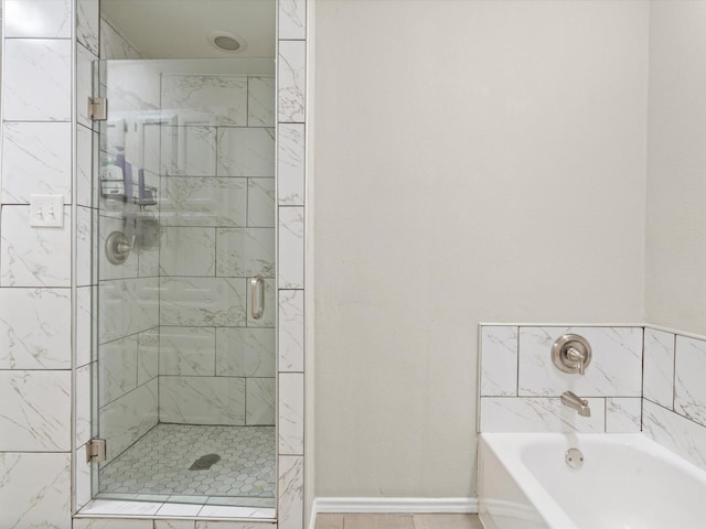 1507 Summertree Ct, Richardson, TX 75082 - full bath with a garden tub, a shower stall, and baseboards