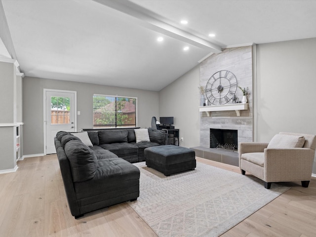 1507 Summertree Ct, Richardson, TX 75082 - living room featuring a tile fireplace, wood finished floors, baseboards, and recessed lighting