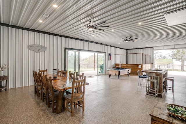 3930 Old Springtown Rd, Weatherford, TX 76085 - dining space with ceiling fan and pool table