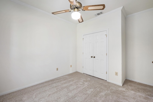 2126 Los Robles St, Grapevine, TX 76051 - unfurnished bedroom with carpet flooring, crown molding, a closet, ceiling fan, and baseboards