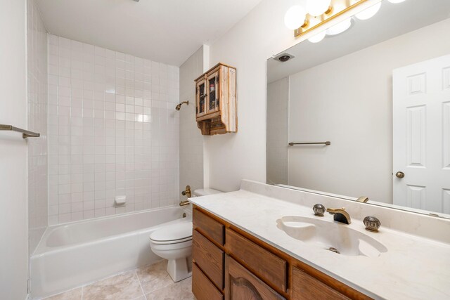 2126 Los Robles St, Grapevine, TX 76051 - full bath featuring vanity, toilet,  shower combination, and tile patterned floors