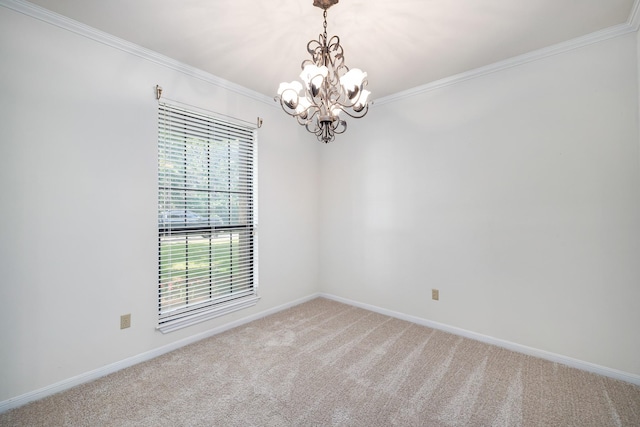 2126 Los Robles St, Grapevine, TX 76051 - unfurnished room featuring a chandelier, ornamental molding, carpet flooring, and baseboards