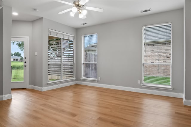 10833 Hawks Landing Rd, Fort Worth, TX 76052 - unfurnished room featuring light wood-style floors, baseboards, and a ceiling fan