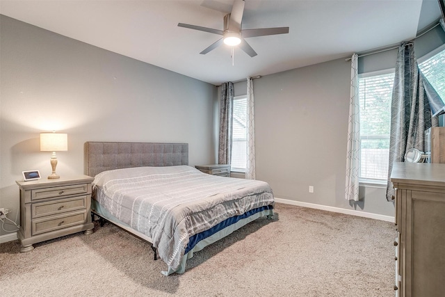 817 Nicole Way, Fort Worth, TX 76028 - bedroom with light colored carpet, baseboards, and a ceiling fan