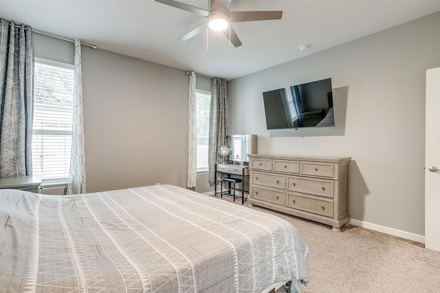 817 Nicole Way, Fort Worth, TX 76028 - bedroom featuring baseboards, light carpet, and a ceiling fan