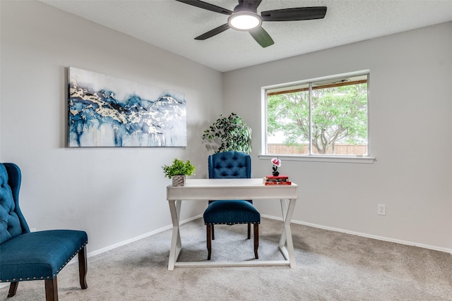 4000 Via Plata, Mesquite, TX 75150 - carpeted office space with ceiling fan, baseboards, and a textured ceiling