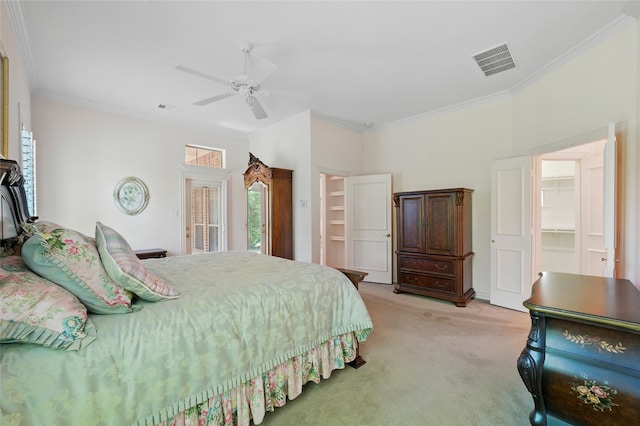 2004 Kodiak Ct, Arlington, TX 76013 - bedroom with light carpet, crown molding, and a ceiling fan
