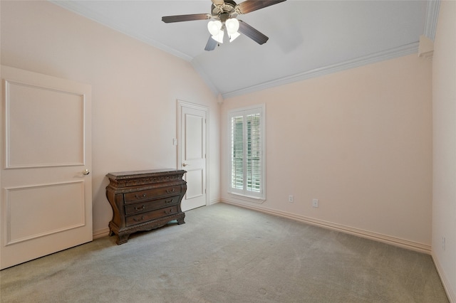2004 Kodiak Ct, Arlington, TX 76013 - unfurnished bedroom featuring crown molding, lofted ceiling, carpet, and ceiling fan