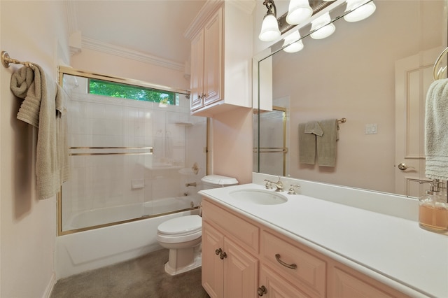 2004 Kodiak Ct, Arlington, TX 76013 - full bath with vanity, shower / bath combination with glass door, and ornamental molding