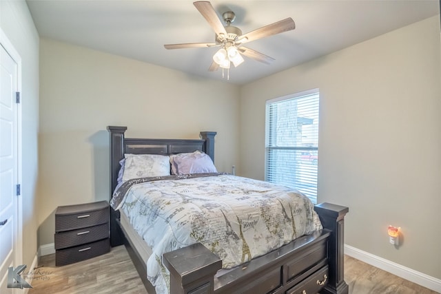 357 Blue Lake Dr, Abilene, TX 79602 - bedroom with light wood finished floors, baseboards, and ceiling fan