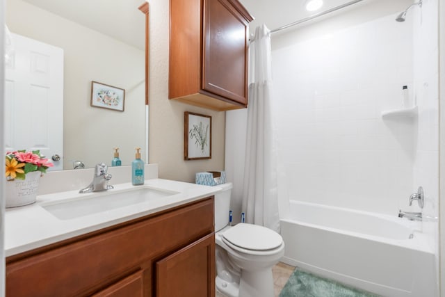 3216 Jackal Dr, Lorena, TX 76655 - full bath with toilet, vanity, shower / tub combo, and tile patterned flooring