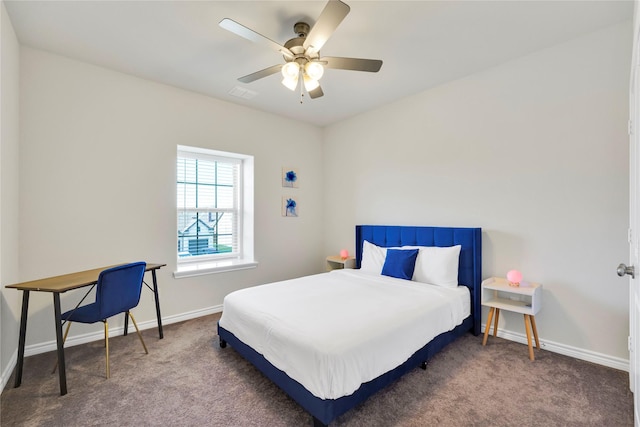 7216 Monet Ln, Grand Prairie, TX 75054 - carpeted bedroom with baseboards and a ceiling fan