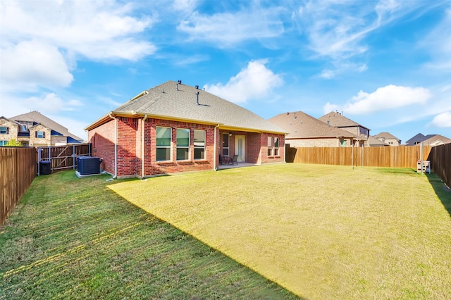 7216 Monet Ln, Grand Prairie, TX 75054 - rear view of property with brick siding, cooling unit, roof with shingles, and a patio area