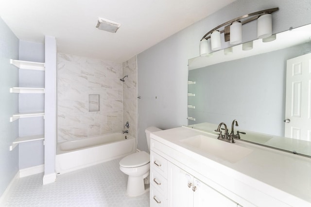 2835 Gladstone Dr, Dallas, TX 75211 - full bath featuring toilet, vanity, washtub / shower combination, and baseboards