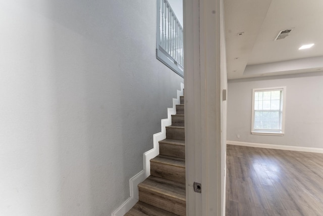 2835 Gladstone Dr, Dallas, TX 75211 - staircase featuring baseboards and wood finished floors