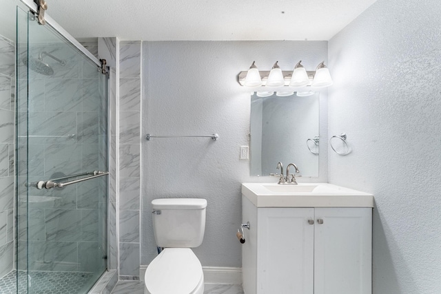 2835 Gladstone Dr, Dallas, TX 75211 - bathroom featuring a stall shower, toilet, and vanity