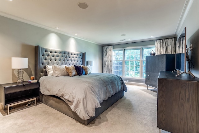 3241 Merrell Cir, Dallas, TX 75229 - bedroom with ornamental molding, light carpet, and baseboards