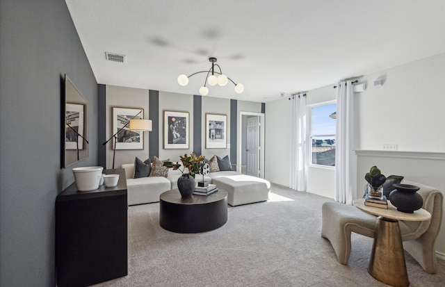 1041 Clear Dusk Ln, Forney, TX 75126 - carpeted living area with a chandelier and baseboards