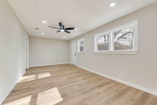 4955 Odessa Ave, Fort Worth, TX 76133 - empty room featuring recessed lighting, baseboards, light wood-style floors, and ceiling fan