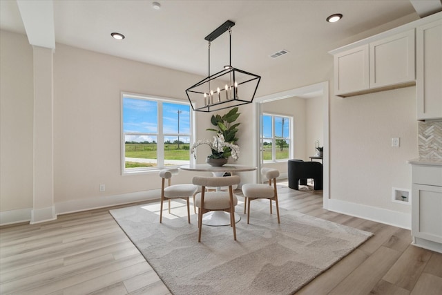 669 Massey Rd, Gunter, TX 75058 - dining room with light wood-style floors, baseboards, a chandelier, and recessed lighting