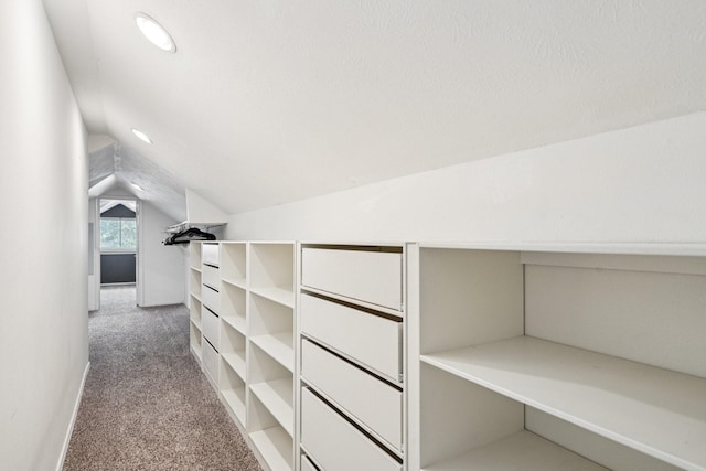 4016 Willow Ridge Dr, Dallas, TX 75244 - walk in closet featuring lofted ceiling and carpet floors