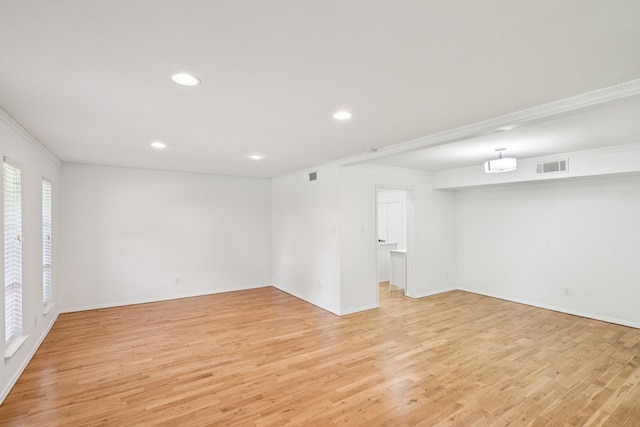4016 Willow Ridge Dr, Dallas, TX 75244 - spare room with ornamental molding, light wood-style flooring, recessed lighting, and baseboards