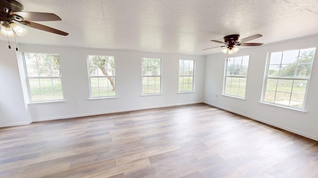 5604 5th St, Rochelle, TX 76872 - spare room with a ceiling fan, plenty of natural light, wood finished floors, baseboards, and a textured ceiling