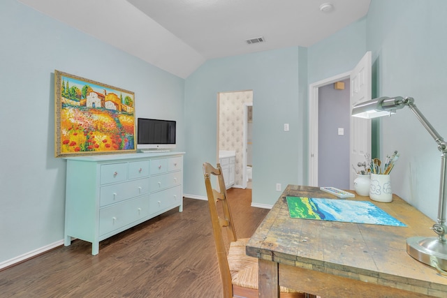 4001 Elmhill Dr, Plano, TX 75024 - dining space with vaulted ceiling, wood finished floors, and baseboards