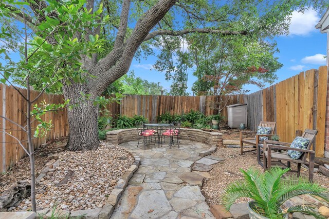 4001 Elmhill Dr, Plano, TX 75024 - fenced backyard with a patio and outdoor dining area