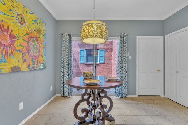 4001 Elmhill Dr, Plano, TX 75024 - dining space featuring tile patterned flooring, baseboards, and ornamental molding