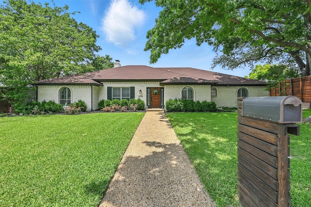 16905 Colegrove Dr, Dallas, TX 75248 - ranch-style house with brick siding, roof with shingles, and a chimney