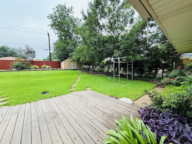 1210 Carroll Dr, Garland, TX 75041 - wooden deck with a playground