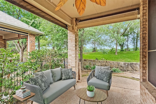 209 Pine Valley Ct, Fairview, TX 75069 - view of patio / terrace with a ceiling fan and an outdoor living space