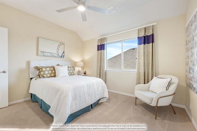4622 Bel Air Dr, Midlothian, TX 76065 - bedroom with carpet, lofted ceiling, baseboards, and a ceiling fan