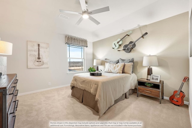 4622 Bel Air Dr, Midlothian, TX 76065 - bedroom featuring light carpet, baseboards, and ceiling fan