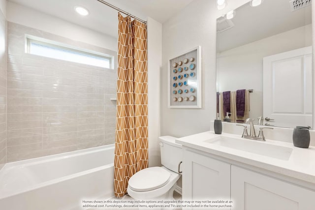 4622 Bel Air Dr, Midlothian, TX 76065 - full bathroom with toilet, vanity, and shower / bath combo with shower curtain