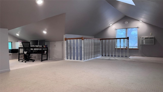 573 S Preston Ave, Van Alstyne, TX 75495 - office with a wall unit AC, lofted ceiling, and carpet floors