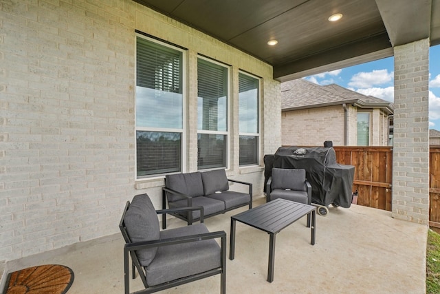 422 Firecrest Ln, Celina, TX 75009 - view of patio with outdoor lounge area and area for grilling