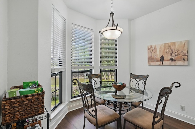 211 Cimarron Trl Unit 8, Irving, TX 75063 - dining room featuring dark wood-style floors, healthy amount of natural light, and baseboards