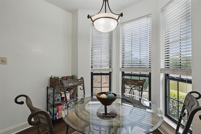211 Cimarron Trl Unit 8, Irving, TX 75063 - dining space with plenty of natural light, baseboards, and wood finished floors