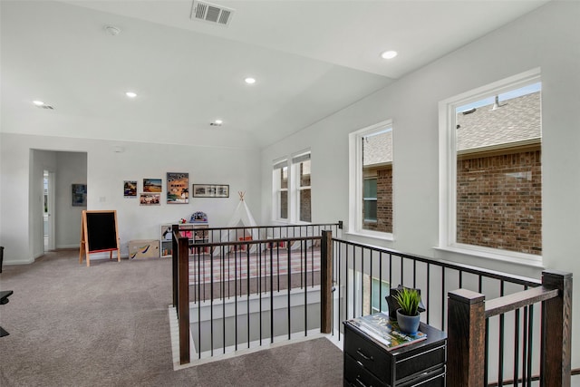 4860 Connor Pl, Fairview, TX 75069 - corridor featuring carpet, an upstairs landing, recessed lighting, and baseboards