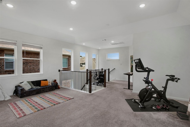 4860 Connor Pl, Fairview, TX 75069 - exercise area with recessed lighting, carpet, and baseboards